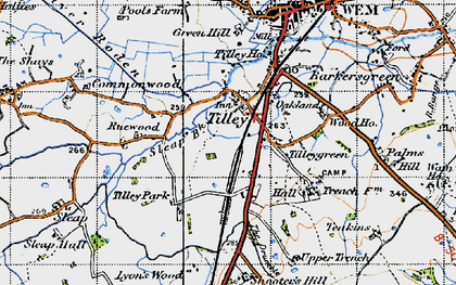 Old map of Tilley in 1947
