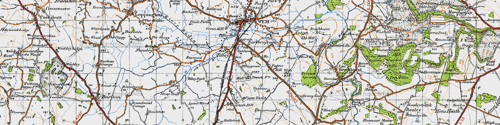 Old map of Tilley Green in 1947