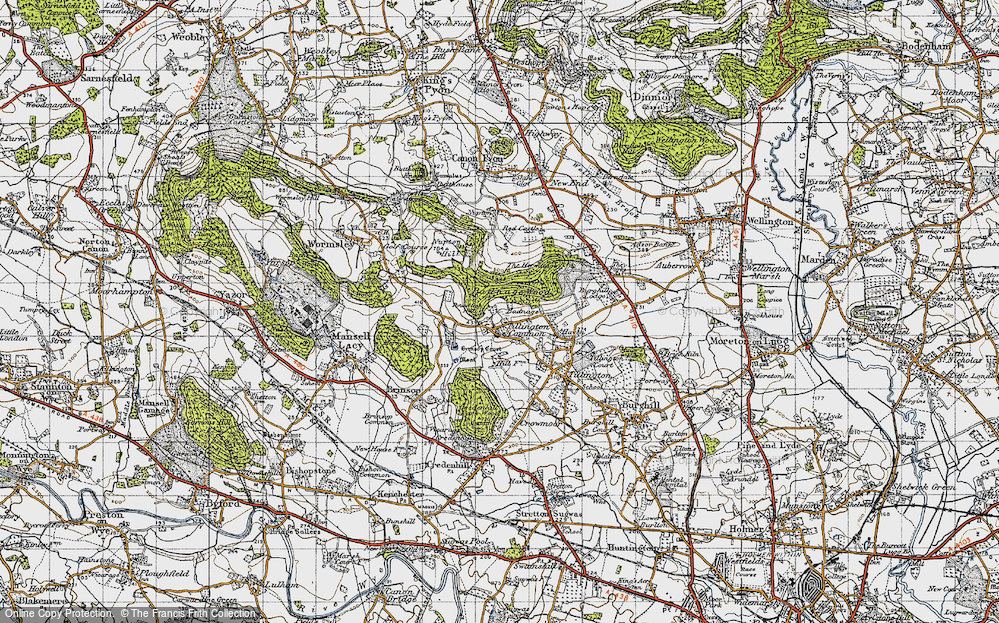 Old Map of Historic Map covering Badnage in 1947