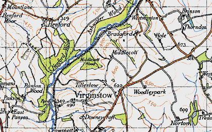 Old map of Ashwater Wood in 1946