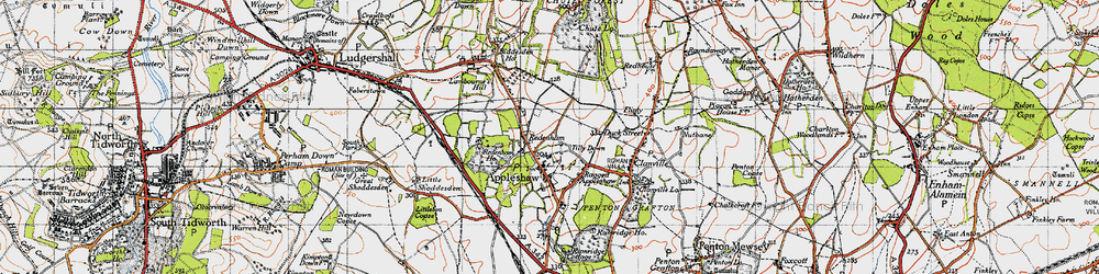 Old map of Tilly Down in 1940