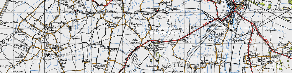 Old map of Tilney All Saints in 1946