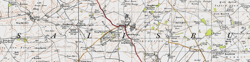 Old map of White Barrow (Long Barrow) in 1940