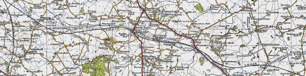 Old map of Tilstone Bank in 1947