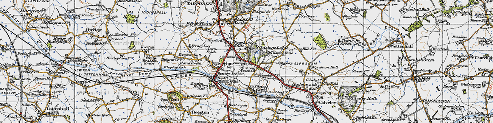 Old map of Tilstone Fearnall in 1947