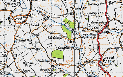 Old map of Tingates in 1946