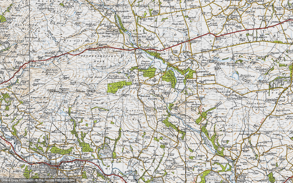 Old Map of Historic Map covering Askwith Moor in 1947