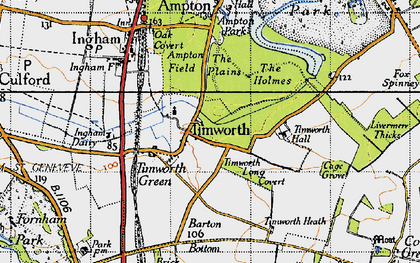 Old map of Timworth Hall in 1946