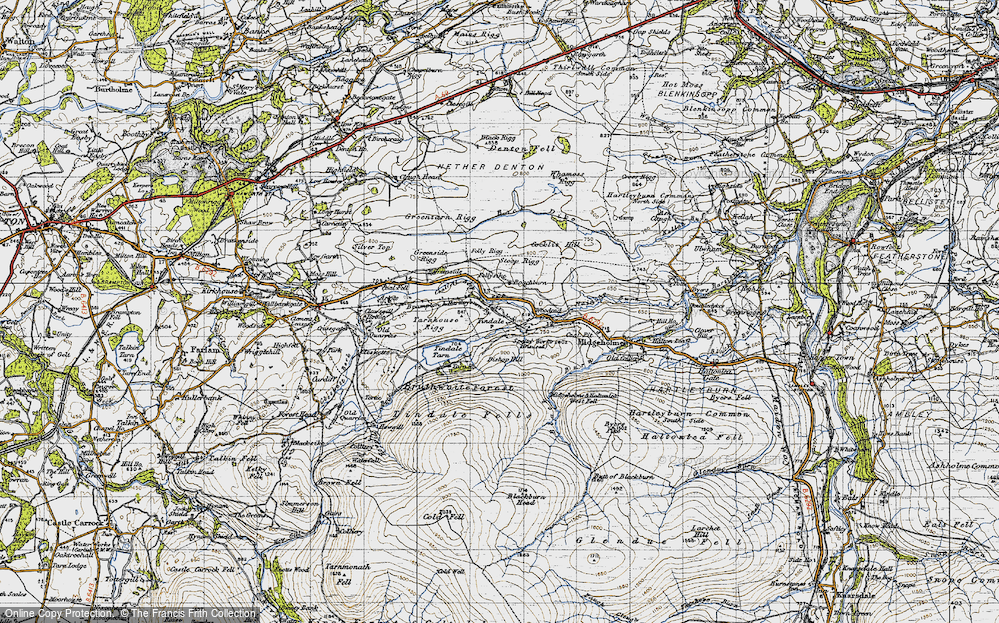 Old Map of Historic Map covering Whamoss Rigg in 1947