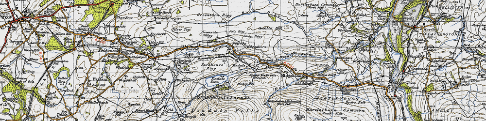 Old map of Whamoss Rigg in 1947