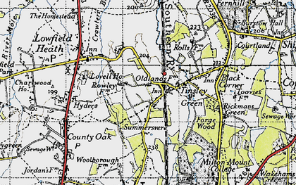 Old map of Tinsley Green in 1940