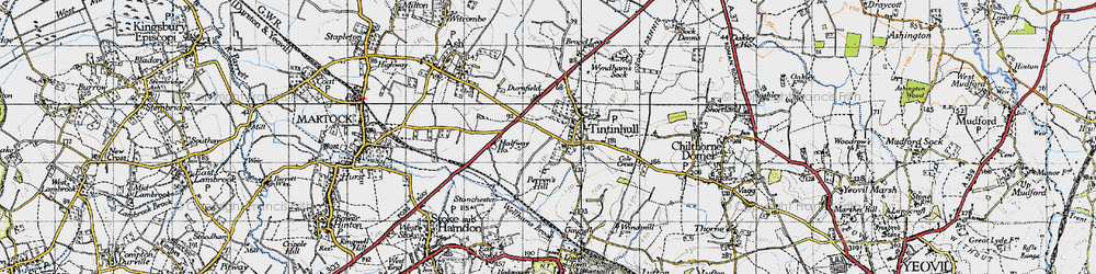 Old map of Tintinhull in 1945