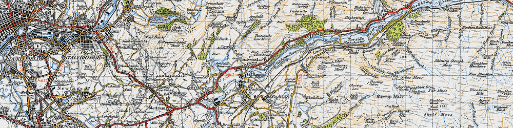 Old map of Tintwistle Knarr in 1947