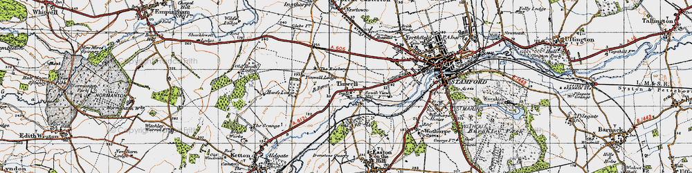 Old map of Tinwell in 1946