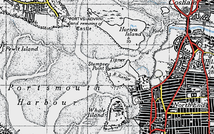 Old map of Tipner in 1945