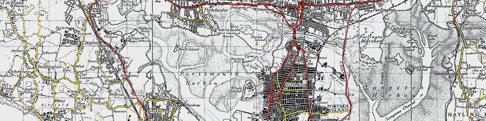 Old map of Tipner in 1945