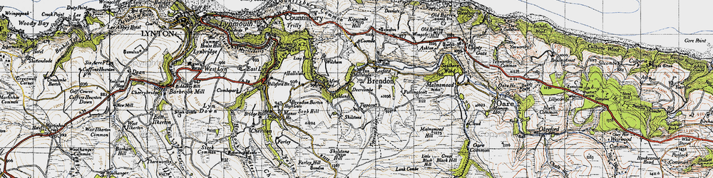 Old map of Tippacott in 1946