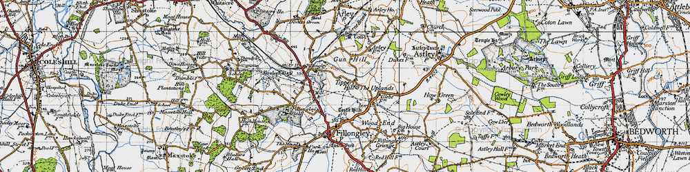 Old map of Tipper's Hill in 1946