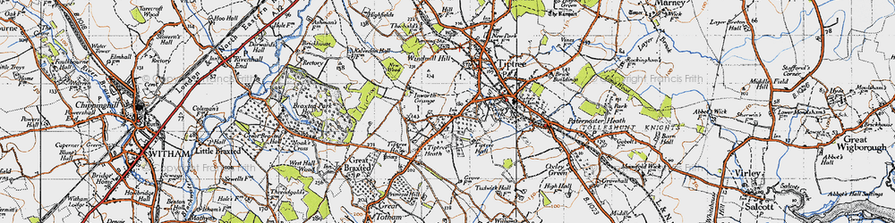 Old map of Tiptree Heath in 1945