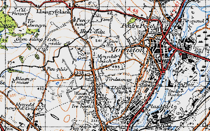 Old map of Tirdeunaw in 1947