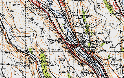 Old map of Tirphil in 1947