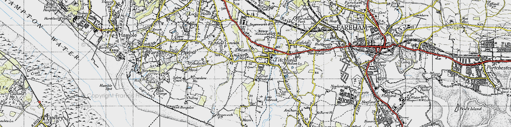 Old map of Titchfield in 1945