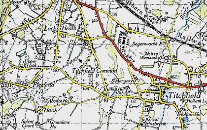 Old map of Titchfield Common in 1945