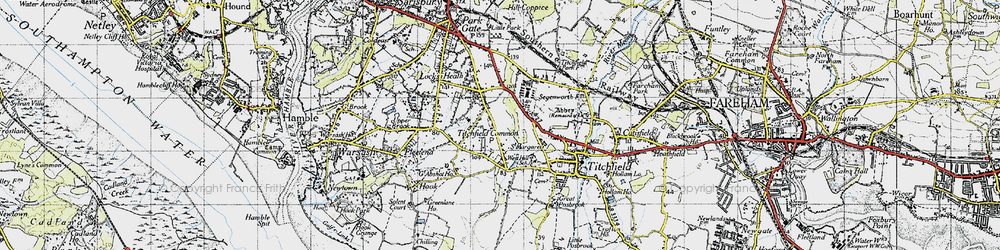 Old map of Titchfield Common in 1945