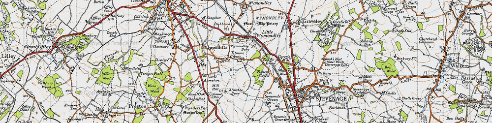 Old map of Titmore Green in 1946