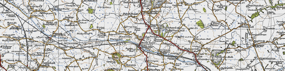 Old map of Tiverton in 1947