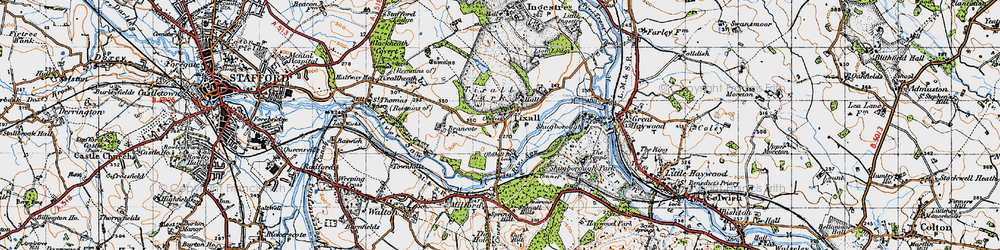 Old map of Tixall in 1946