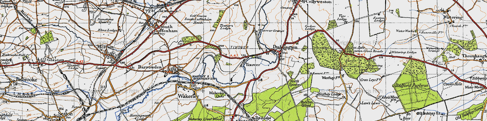 Old map of Tixover in 1946