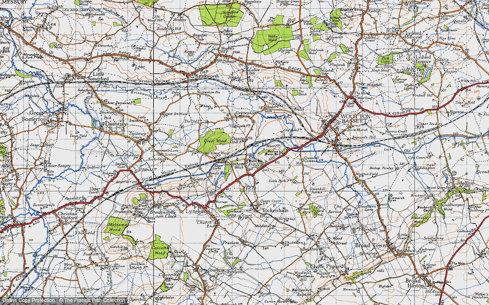 Old Map of Historic Map covering Grittenham in 1947
