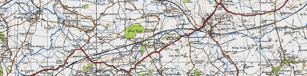 Old map of Grittenham in 1947
