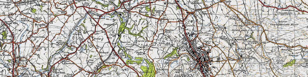 Old map of Tockholes in 1947