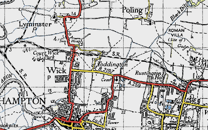 Old map of Toddington in 1945