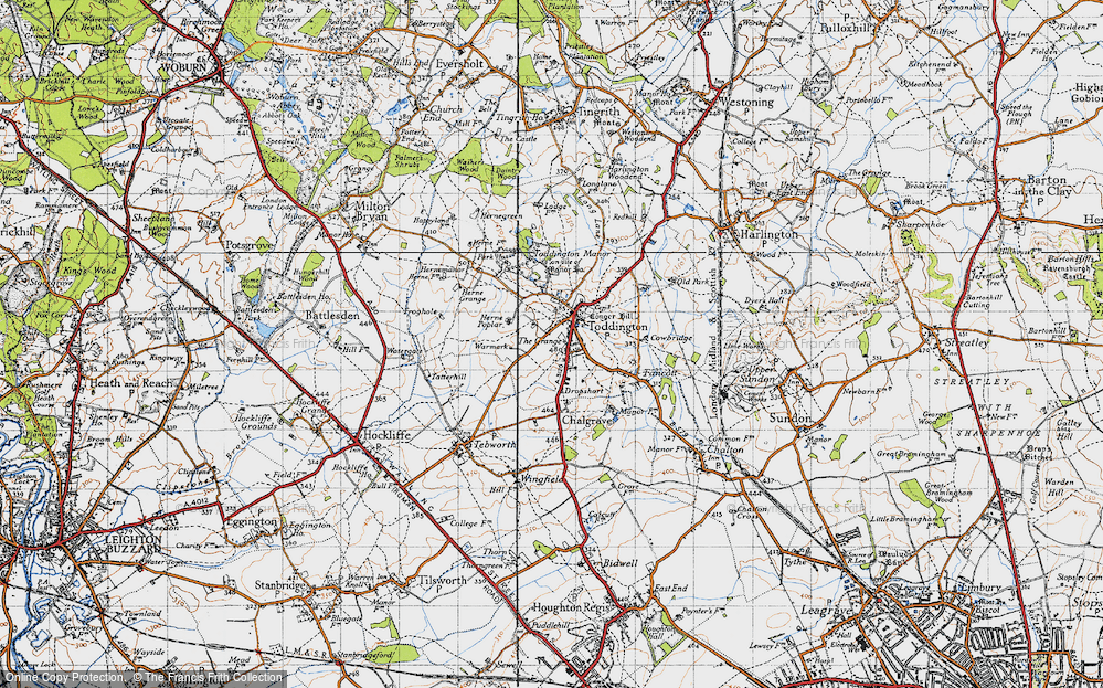 Old Map of Historic Map covering Toddington Manor in 1946