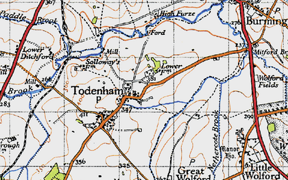 Old map of Todenham in 1946