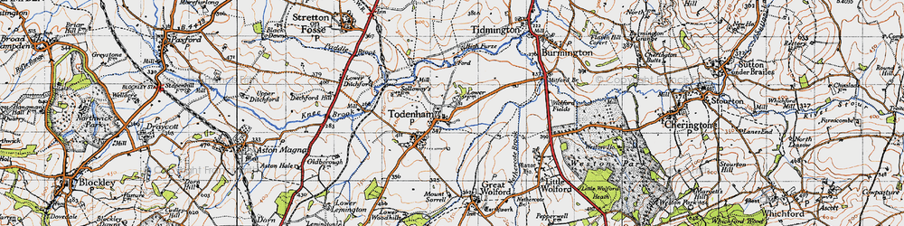 Old map of Todenham in 1946