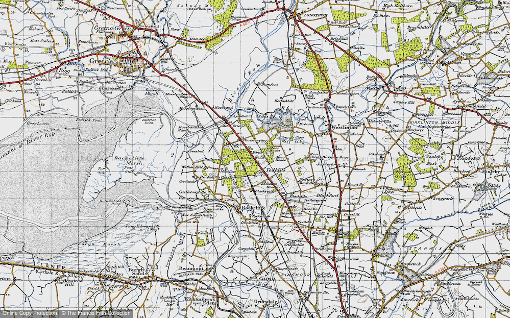 Old Map of Historic Map covering Young's Close in 1947