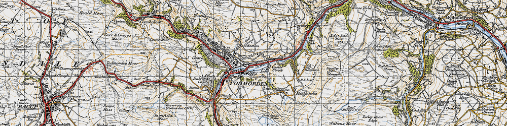 Old map of Todmorden in 1947