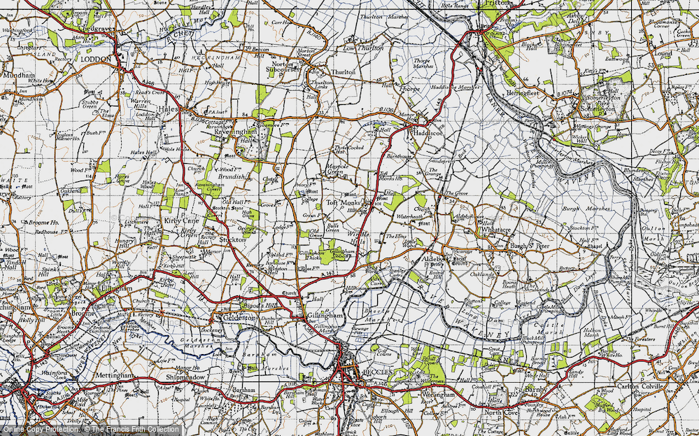 Old Map of Toft Monks, 1946 in 1946