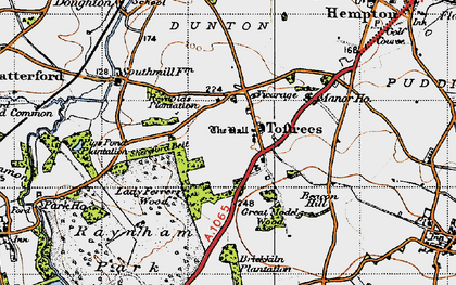 Old map of Toftrees in 1946