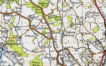 Old map of Tokers Green in 1947