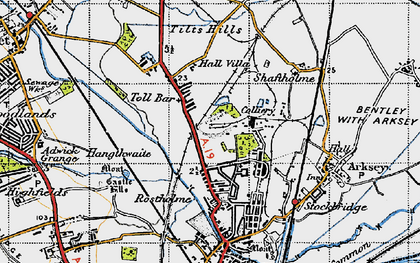 Old map of Toll Bar in 1947