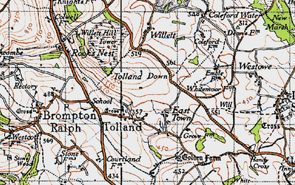 Old map of Tolland in 1946