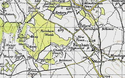 Old map of Tollard Farnham in 1940