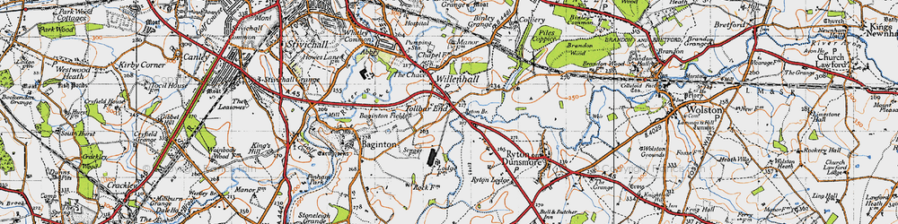 Old map of Tollbar End in 1946