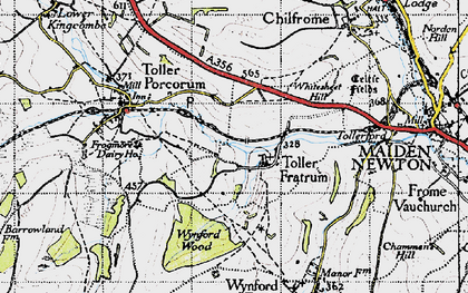 Old map of Toller Fratrum in 1945