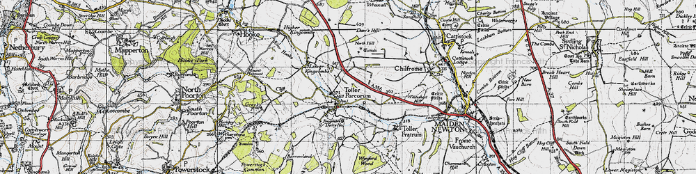 Old map of Toller Porcorum in 1945